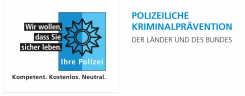 Logo Polizei: „Opferinformation. Häusliche Gewalt“